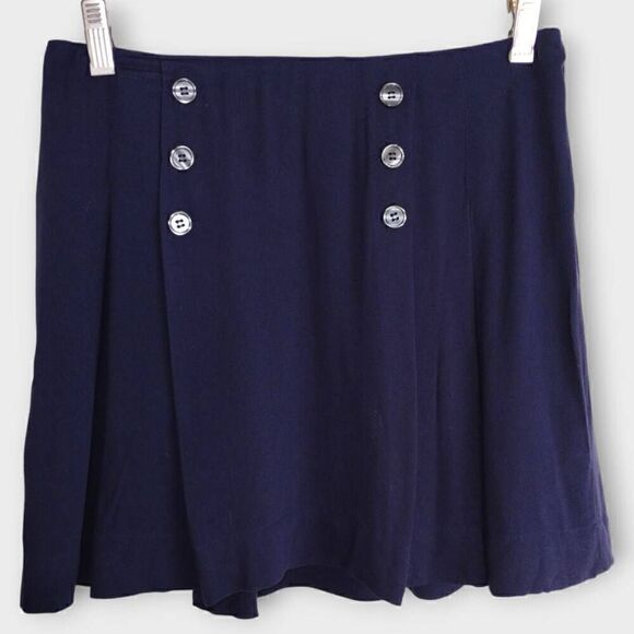 FREE PEOPLE Womens Skirt Sz 4 Lovers Lane Indigo Navy‎ Blue Pleated Mini - Picture 2 of 13